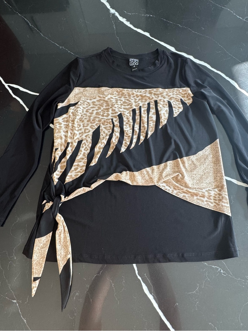 CLARA SUNWOO Black Crewneck Long Sleeve‎ Top